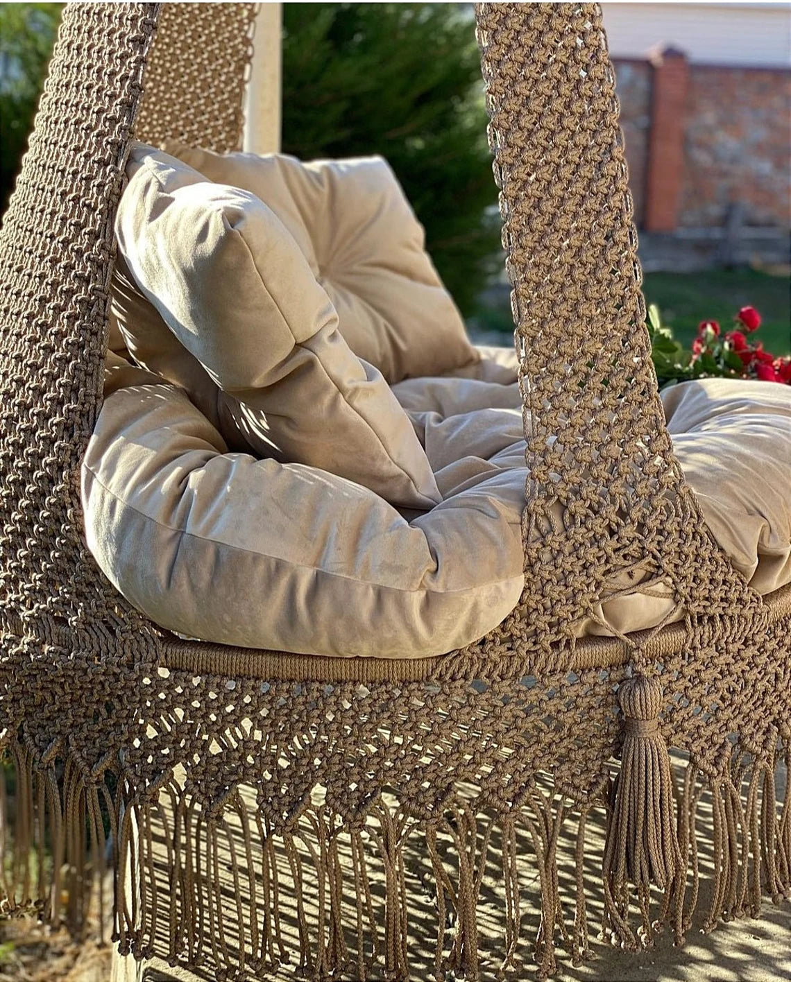 Brown Macrame Swing For Adults 40 inches - Leechoo